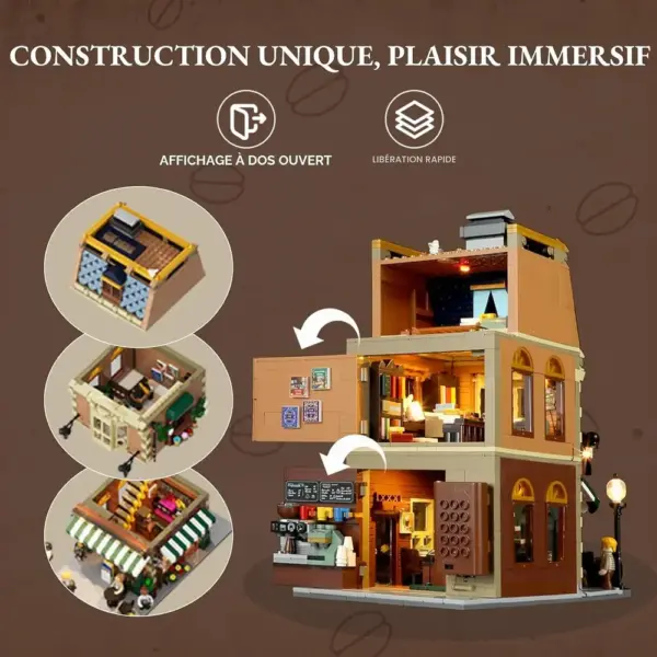 LUMIBRICKS Book Café - Café-librairie rétro modulaire à construire, 1 718 pièces et éclairage LED — 5 LUMIBRICKS Book Café - Café-librairie rétro modulaire à construire, 1 718 pièces et éclairage LED — 5