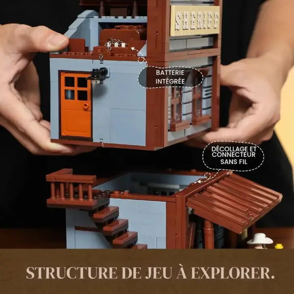 LUMIBRICKS Bureau du shérif - Bâtiment du Far West à construire avec lampes à huile éclairées, 1 240 pièces — 4 LUMIBRICKS Bureau du shérif - Bâtiment du Far West à construire avec lampes à huile éclairées, 1 240 pièces — 4