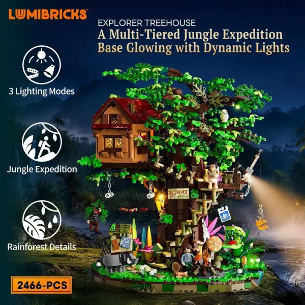LUMIBRICKS Explorer Treehouse - Jungle treehouse with LED lighting and starry sky, 2,466 pieces — 2 LUMIBRICKS Explorer Treehouse - Jungle treehouse with LED lighting and starry sky, 2,466 pieces — 2
