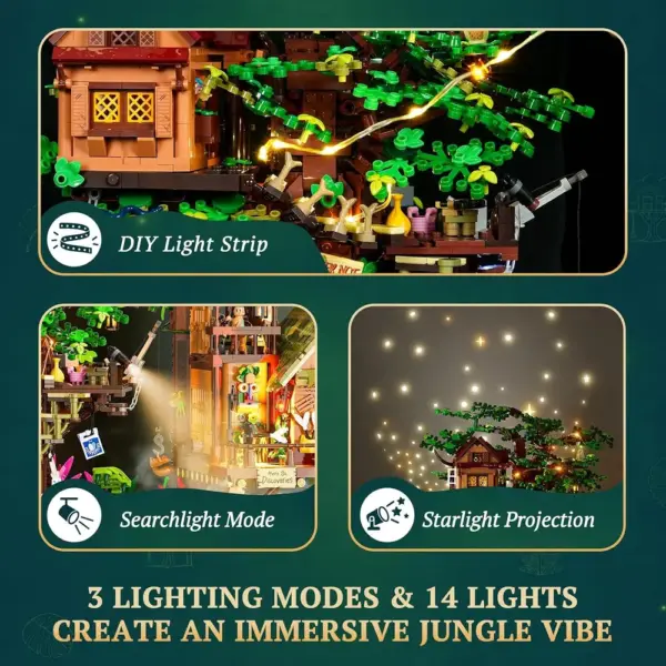 LUMIBRICKS Casa del árbol del explorador - Base de selva con 4 modos de luz — 4 LUMIBRICKS Casa del árbol del explorador - Base de selva con 4 modos de luz — 4