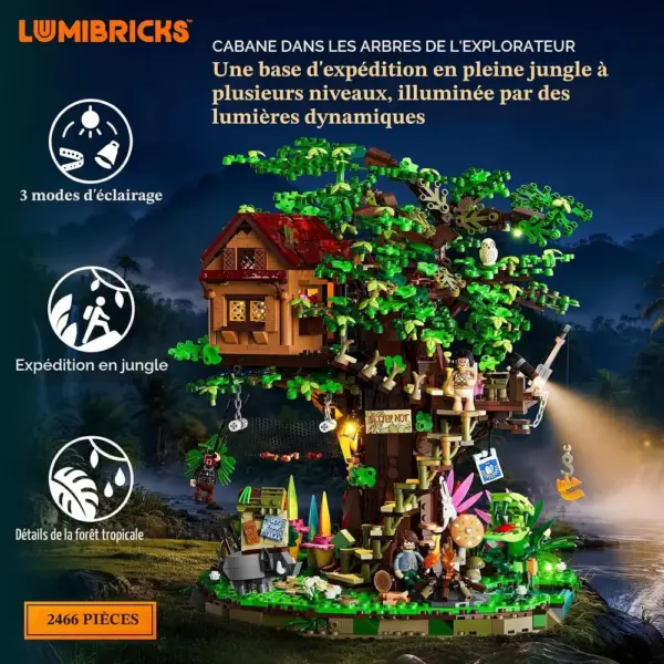 LUMIBRICKS Explorer Treehouse - Cabane d’exploration dans la jungle à construire, 2 466 pièces et éclairage — 4 LUMIBRICKS Explorer Treehouse - Cabane d’exploration dans la jungle à construire, 2 466 pièces et éclairage — 4