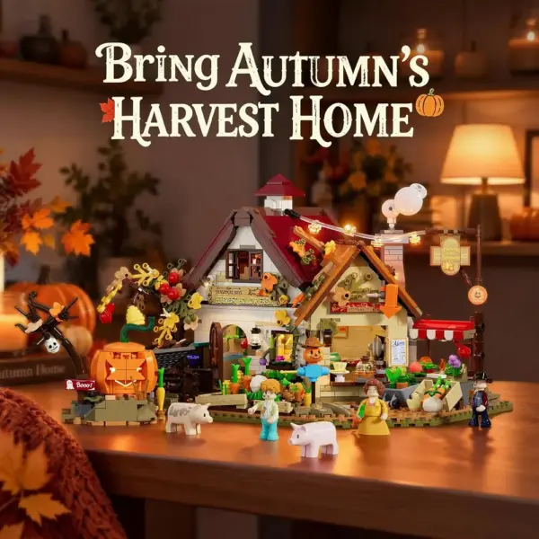 LUMIBRICKS Autumn Farmhouse - Halloween farm building set with glowing pumpkin, 1,557 pieces — 2 LUMIBRICKS Autumn Farmhouse - Halloween farm building set with glowing pumpkin, 1,557 pieces — 2