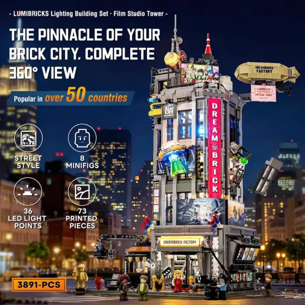 LUMIBRICKS Film Studio Tower - Modular building set with 36 LED lights, 3,891 pieces — 3 LUMIBRICKS Film Studio Tower - Modular building set with 36 LED lights, 3,891 pieces — 3