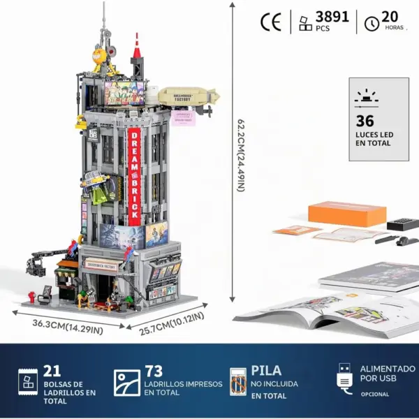 LUMIBRICKS Torre de estudio de cine - Rascacielos de 62 cm con 36 puntos de luz — 2 LUMIBRICKS Torre de estudio de cine - Rascacielos de 62 cm con 36 puntos de luz — 2