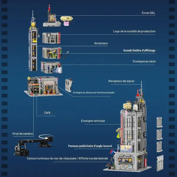 LUMIBRICKS Film Studio Tower - Tour de studio de cinéma modulaire, 3 891 pièces et 36 points lumineux — 5 LUMIBRICKS Film Studio Tower - Tour de studio de cinéma modulaire, 3 891 pièces et 36 points lumineux — 5