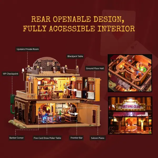 LUMIBRICKS Fortune Club Saloon - Wild West modular building set with 14 LED lights — 5 LUMIBRICKS Fortune Club Saloon - Wild West modular building set with 14 LED lights — 5