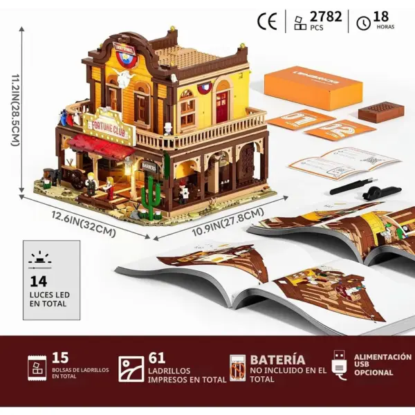 LUMIBRICKS Lucky Saloon - Saloon del Oeste de varios pisos con iluminación LED — 2 LUMIBRICKS Lucky Saloon - Saloon del Oeste de varios pisos con iluminación LED — 2