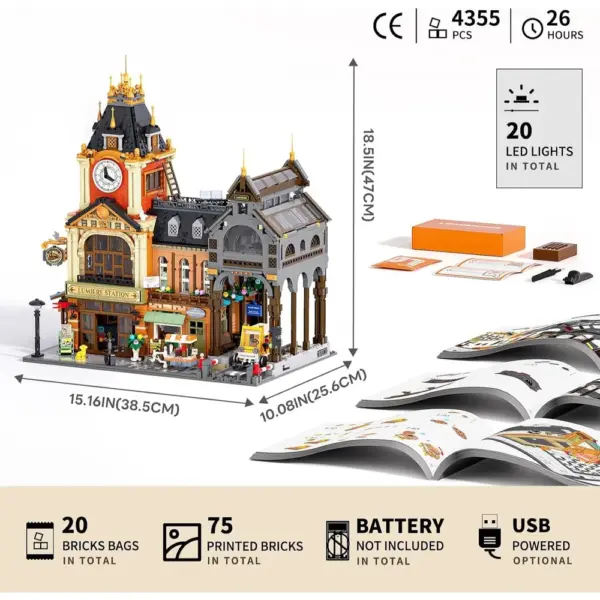 LUMIBRICKS Gare ferroviaire - Gare victorienne modulaire à construire, 4 355 pièces et 20 LED — 3 LUMIBRICKS Gare ferroviaire - Gare victorienne modulaire à construire, 4 355 pièces et 20 LED — 3