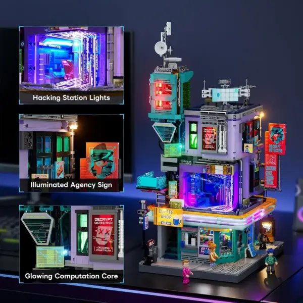 LUMIBRICKS Repaire du hacker-détective - Bâtiment cyberpunk modulaire, 2 134 pièces et éclairage LED — 5 LUMIBRICKS Repaire du hacker-détective - Bâtiment cyberpunk modulaire, 2 134 pièces et éclairage LED — 5
