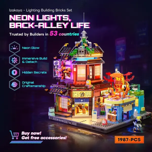 LUMIBRICKS Izakaya - Cyberpunk Japanese alley building set, 1,987 pieces and 20 light points — 2 LUMIBRICKS Izakaya - Cyberpunk Japanese alley building set, 1,987 pieces and 20 light points — 2