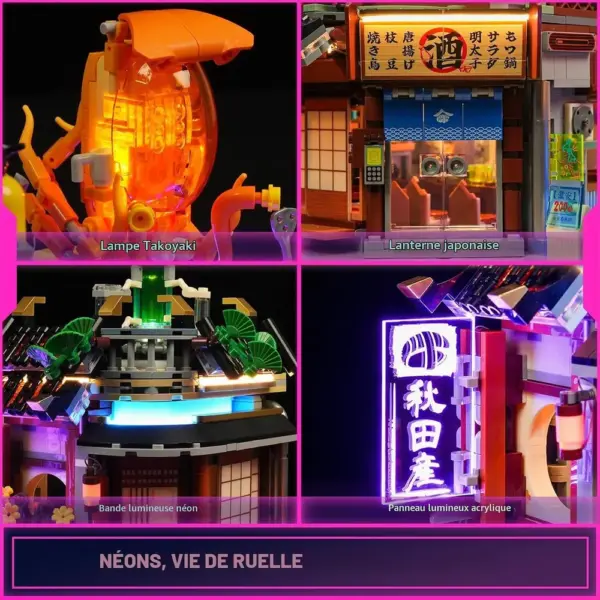 LUMIBRICKS Izakaya - Scène de rue japonaise cyberpunk à construire, 1 987 pièces et 20 points lumineux — 4 LUMIBRICKS Izakaya - Scène de rue japonaise cyberpunk à construire, 1 987 pièces et 20 points lumineux — 4