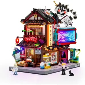 LUMIBRICKS Manga Shop - Librairie manga cyberpunk à construire, 1 699 pièces et 12 LED — 1