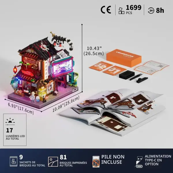LUMIBRICKS Manga Shop - Librairie manga cyberpunk à construire, 1 699 pièces et 12 LED — 2 LUMIBRICKS Manga Shop - Librairie manga cyberpunk à construire, 1 699 pièces et 12 LED — 2