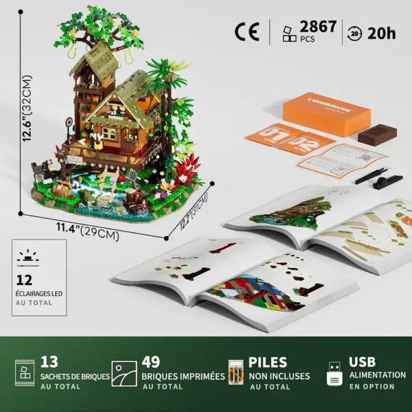 LUMIBRICKS Misty Forest Cabin - Cabane tropicale sur pilotis avec effet brume, 2 867 pièces et 12 lumières — 2 LUMIBRICKS Misty Forest Cabin - Cabane tropicale sur pilotis avec effet brume, 2 867 pièces et 12 lumières — 2