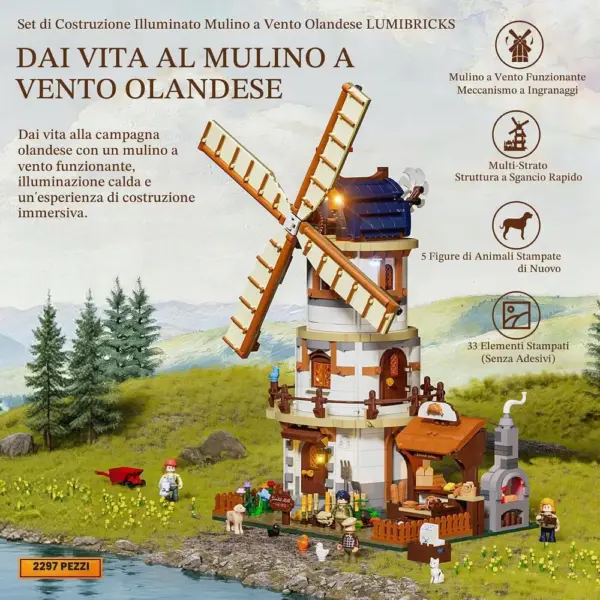 LUMIBRICKS Mulino a vento olandese - modellino di mulino della serie Farm Life — 2 LUMIBRICKS Mulino a vento olandese - modellino di mulino della serie Farm Life — 2