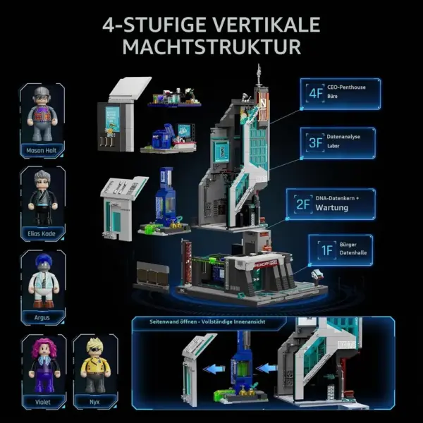 LUMIBRICKS Neon Tech Tower - Cyberpunk-Wolkenkratzer mit 27 LED — 3 LUMIBRICKS Neon Tech Tower - Cyberpunk-Wolkenkratzer mit 27 LED — 3