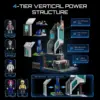 LUMIBRICKS Neon Tech Tower - Cyberpunk modular building set, 2,227 pieces and 27 LEDs — 3 LUMIBRICKS Neon Tech Tower - Cyberpunk modular building set, 2,227 pieces and 27 LEDs — 3