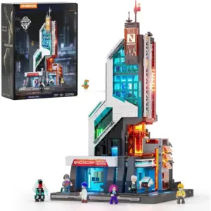 LUMIBRICKS Neon Tech Tower - torre cyberpunk illuminata da costruire — 1