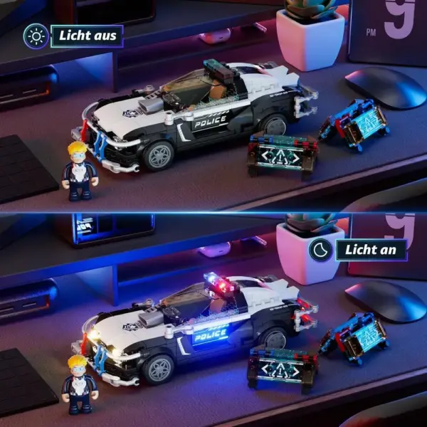 LUMIBRICKS Cyberpunk-Polizeiauto - Streifenwagen mit 8 Leuchtpunkten — 3 LUMIBRICKS Cyberpunk-Polizeiauto - Streifenwagen mit 8 Leuchtpunkten — 3