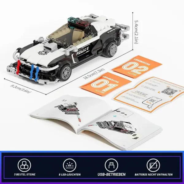 LUMIBRICKS Cyberpunk-Polizeiauto - Streifenwagen mit 8 Leuchtpunkten — 4 LUMIBRICKS Cyberpunk-Polizeiauto - Streifenwagen mit 8 Leuchtpunkten — 4