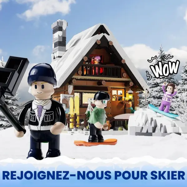 LUMIBRICKS Pavillon de ski - Chalet alpin enneigé à construire avec 10 lumières LED — 4 LUMIBRICKS Pavillon de ski - Chalet alpin enneigé à construire avec 10 lumières LED — 4
