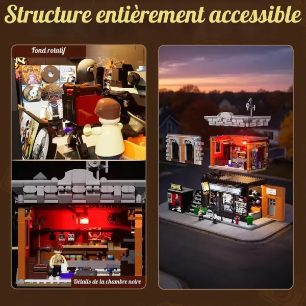 LUMIBRICKS Corner Photo Studio - Studio photo d’angle rétro à construire, 1 425 pièces et 7 LED — 3 LUMIBRICKS Corner Photo Studio - Studio photo d’angle rétro à construire, 1 425 pièces et 7 LED — 3