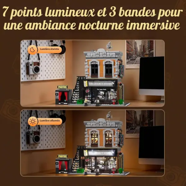 LUMIBRICKS Corner Photo Studio - Studio photo d’angle rétro à construire, 1 425 pièces et 7 LED — 5 LUMIBRICKS Corner Photo Studio - Studio photo d’angle rétro à construire, 1 425 pièces et 7 LED — 5