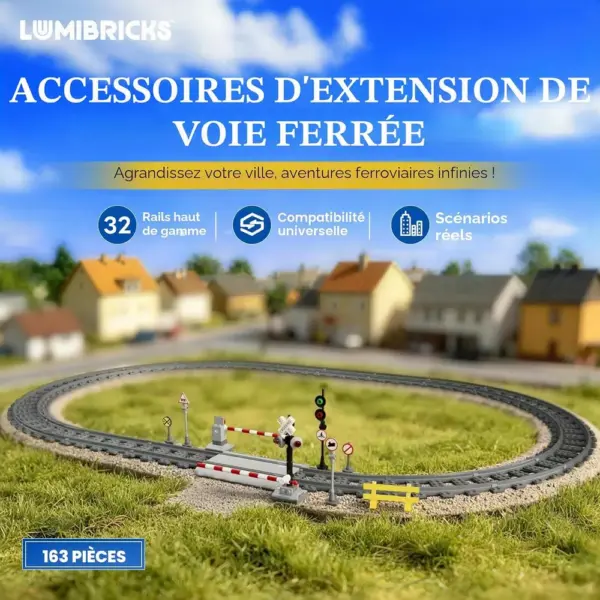 LUMIBRICKS Kit d’extension de rails - Plus de 80 pièces de voie ferrée, droites et courbes — 3 LUMIBRICKS Kit d’extension de rails - Plus de 80 pièces de voie ferrée, droites et courbes — 3