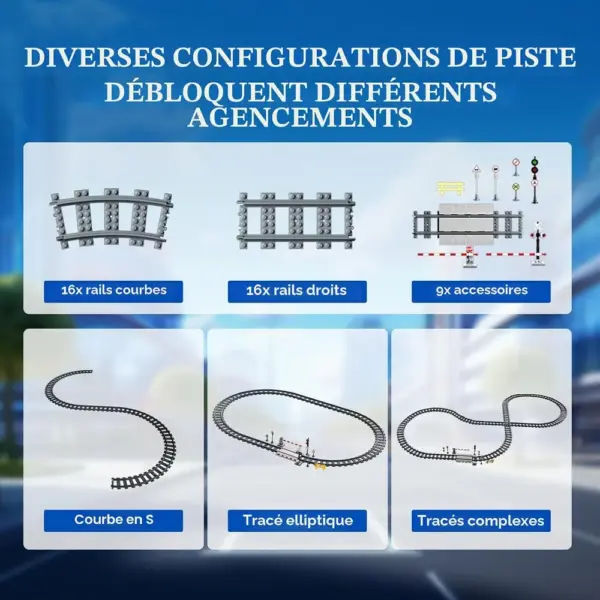 LUMIBRICKS Kit d’extension de rails - Plus de 80 pièces de voie ferrée, droites et courbes — 4 LUMIBRICKS Kit d’extension de rails - Plus de 80 pièces de voie ferrée, droites et courbes — 4