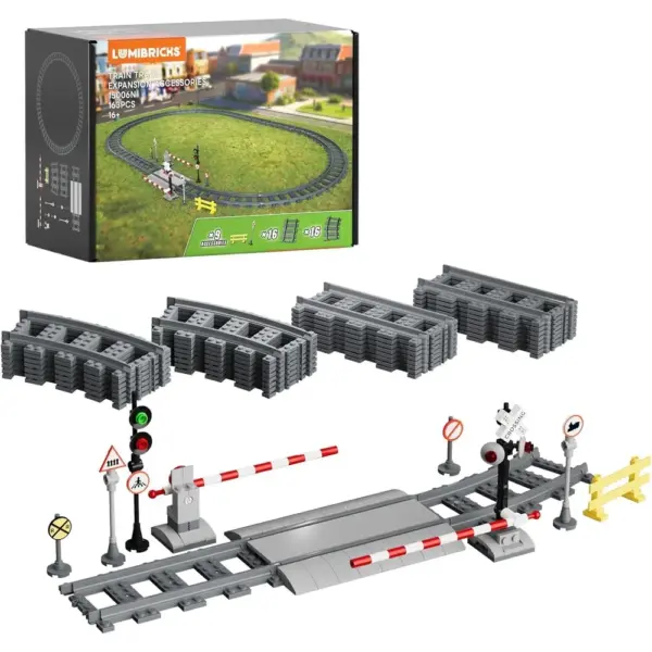 LUMIBRICKS Set di espansione per binari - binari dritti e curvi con accessori ferroviari — 1 LUMIBRICKS Set di espansione per binari - binari dritti e curvi con accessori ferroviari — 1