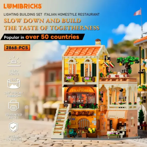 LUMIBRICKS Italian Homestyle Restaurant - Modular building set with pizzeria and café, 2,868 pieces — 2 LUMIBRICKS Italian Homestyle Restaurant - Modular building set with pizzeria and café, 2,868 pieces — 2