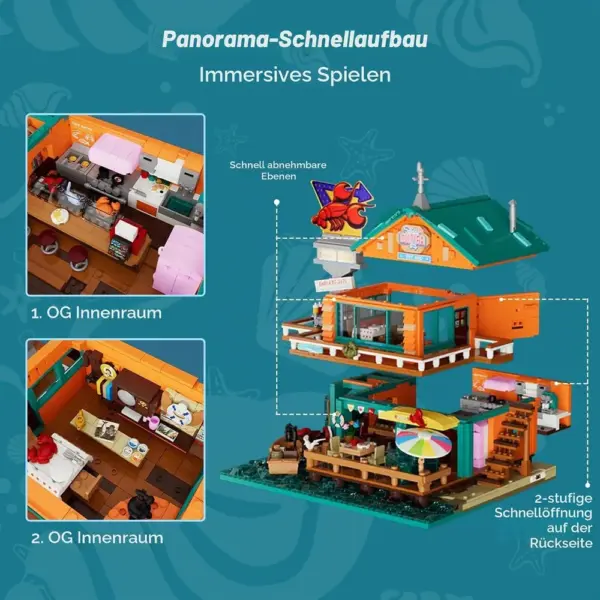 LUMIBRICKS Küsten-Seafood-Restaurant - Retro-Hafendiner mit 15 Lichtpunkten — 2 LUMIBRICKS Küsten-Seafood-Restaurant - Retro-Hafendiner mit 15 Lichtpunkten — 2
