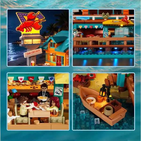 LUMIBRICKS Küsten-Seafood-Restaurant - Retro-Hafendiner mit 15 Lichtpunkten — 3 LUMIBRICKS Küsten-Seafood-Restaurant - Retro-Hafendiner mit 15 Lichtpunkten — 3