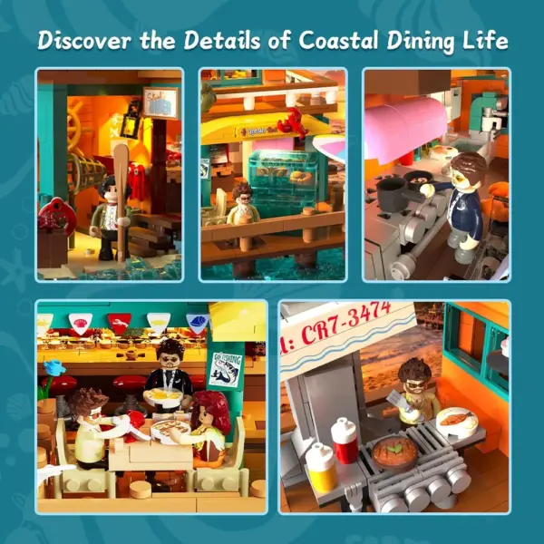 LUMIBRICKS Seafood Restaurant - Coastal modular building set with 15 LED lights, 2,484 pieces — 4 LUMIBRICKS Seafood Restaurant - Coastal modular building set with 15 LED lights, 2,484 pieces — 4