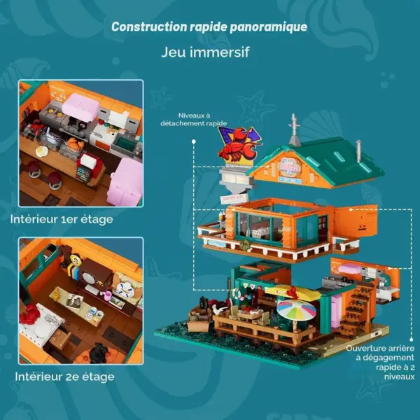 LUMIBRICKS Restaurant de fruits de mer - Restaurant côtier rétro à construire, 2 484 pièces et 15 lumières — 2 LUMIBRICKS Restaurant de fruits de mer - Restaurant côtier rétro à construire, 2 484 pièces et 15 lumières — 2