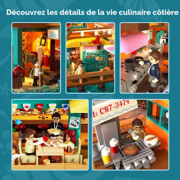 LUMIBRICKS Restaurant de fruits de mer - Restaurant côtier rétro à construire, 2 484 pièces et 15 lumières — 4 LUMIBRICKS Restaurant de fruits de mer - Restaurant côtier rétro à construire, 2 484 pièces et 15 lumières — 4