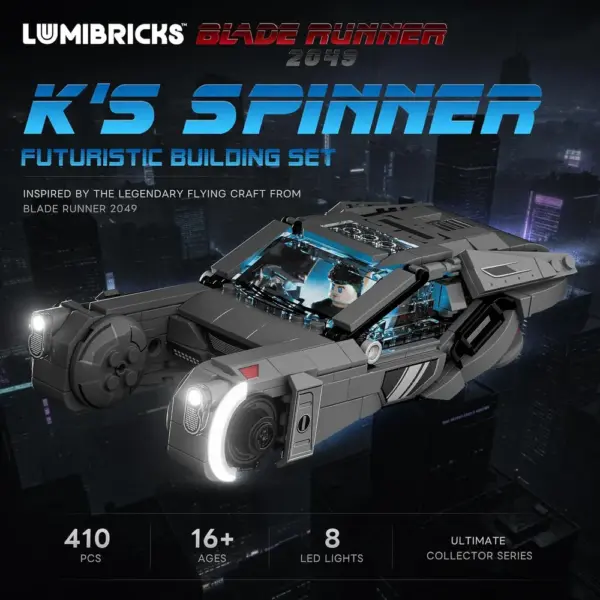 LUMIBRICKS K’s Spinner - Blade Runner 2049 flying car building set with LED lights, 410 pieces — 2 LUMIBRICKS K’s Spinner - Blade Runner 2049 flying car building set with LED lights, 410 pieces — 2