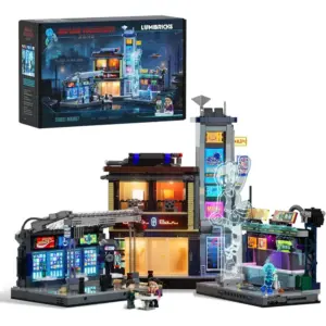 LUMIBRICKS Street Market - Blade Runner 2049 building set with lighting, 1,901 pieces — 1