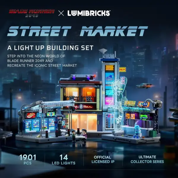 LUMIBRICKS Street Market - mercato al neon di Blade Runner 2049 con illuminazione — 2 LUMIBRICKS Street Market - mercato al neon di Blade Runner 2049 con illuminazione — 2
