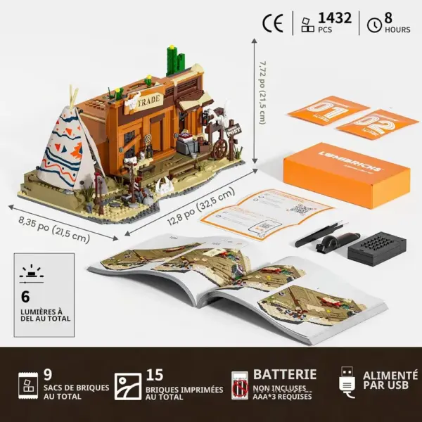 LUMIBRICKS Fur Trading Post - Comptoir d’échange de la frontière à construire avec LED, 1 432 pièces — 2 LUMIBRICKS Fur Trading Post - Comptoir d’échange de la frontière à construire avec LED, 1 432 pièces — 2