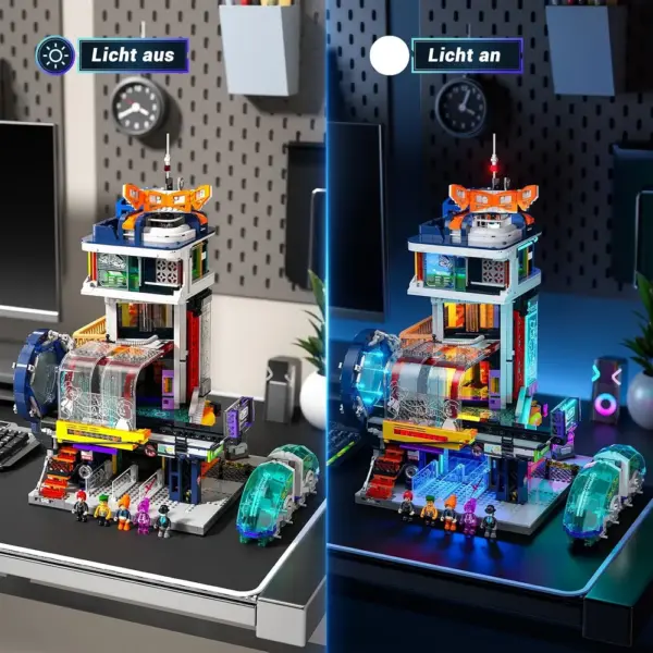 LUMIBRICKS Schwebezug-Station - Cyberpunk-Bahnhof mit Lichttunnel — 2 LUMIBRICKS Schwebezug-Station - Cyberpunk-Bahnhof mit Lichttunnel — 2