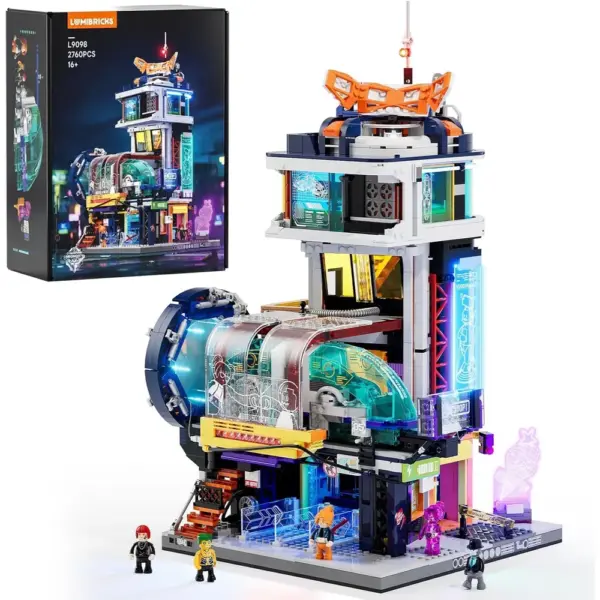 LUMIBRICKS Station de train flottant - Gare cyberpunk à construire avec tunnel miroir, 2 760 pièces et 24 LED — 1 LUMIBRICKS Station de train flottant - Gare cyberpunk à construire avec tunnel miroir, 2 760 pièces et 24 LED — 1