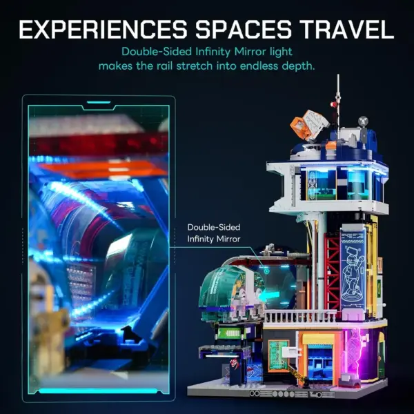 LUMIBRICKS Station de train flottant - Gare cyberpunk à construire avec tunnel miroir, 2 760 pièces et 24 LED — 5 LUMIBRICKS Station de train flottant - Gare cyberpunk à construire avec tunnel miroir, 2 760 pièces et 24 LED — 5