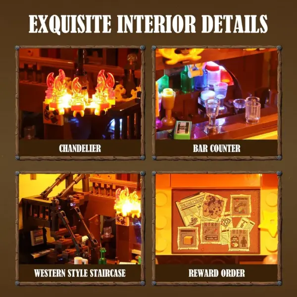 LUMIBRICKS Western Saloon - Wild West modular building set with LED lights, 2,016 pieces — 3 LUMIBRICKS Western Saloon - Wild West modular building set with LED lights, 2,016 pieces — 3