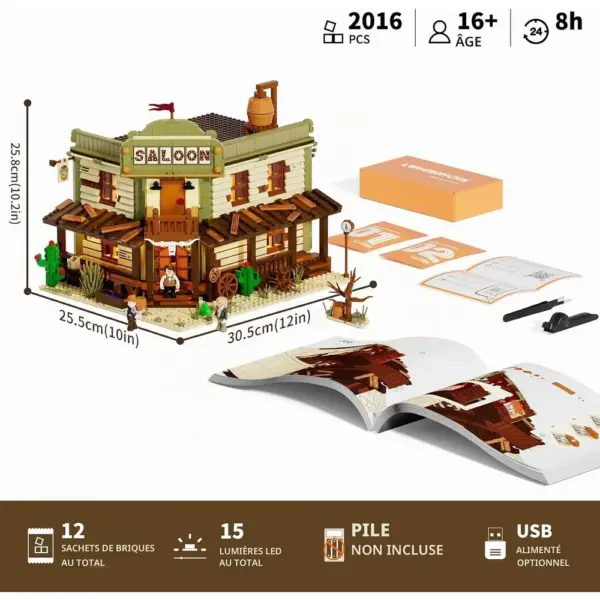 LUMIBRICKS Western Saloon - Taverne du Far West à construire avec éclairage LED, 2 016 pièces — 2 LUMIBRICKS Western Saloon - Taverne du Far West à construire avec éclairage LED, 2 016 pièces — 2