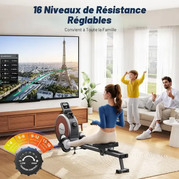 MERACH MR-R02B7 - Rameur magnétique double rail 16 niveaux — 5 MERACH MR-R02B7 - Rameur magnétique double rail 16 niveaux — 5
