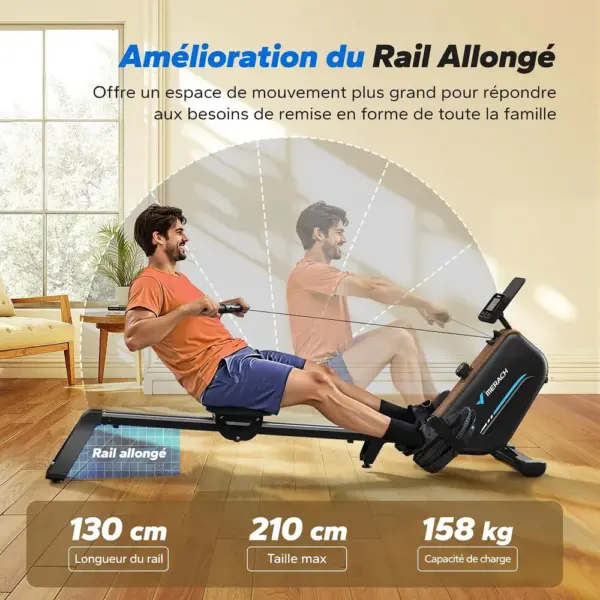 MERACH MR-R15 - Rameur magnétique rail allongé 130 cm — 2 MERACH MR-R15 - Rameur magnétique rail allongé 130 cm — 2