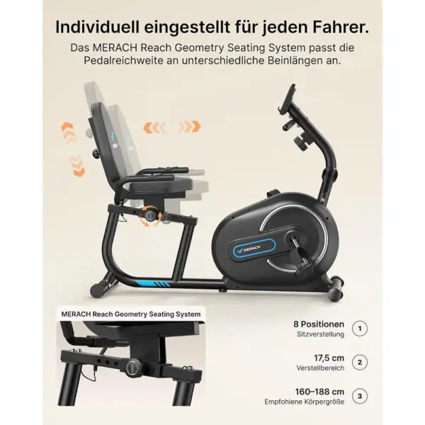 MERACH S08 - Sitzfahrrad mit 8 Magnetstufen und Pulssensoren — 4 MERACH S08 - Sitzfahrrad mit 8 Magnetstufen und Pulssensoren — 4