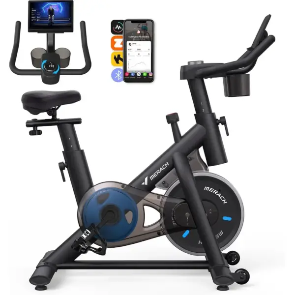 MERACH S26 - Leiser Heimtrainer mit Riemenantrieb und Federsattel — 1 MERACH S26 - Leiser Heimtrainer mit Riemenantrieb und Federsattel — 1