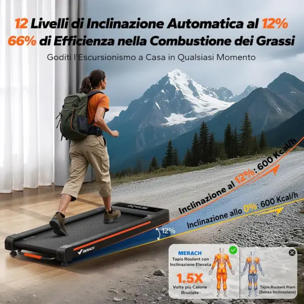 MERACH MR-T25B2 - Walking pad con inclinazione automatica 12% — 4 MERACH MR-T25B2 - Walking pad con inclinazione automatica 12% — 4